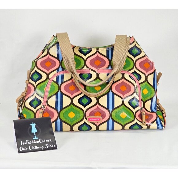 Franco Sarto Women's Multicolor Retro Hippy Vinyl Patterned Tote Large 065 - Picture 12 of 14
